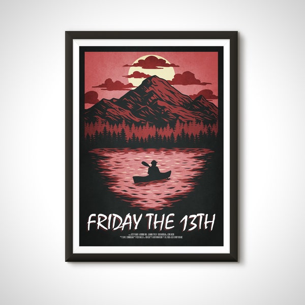Friday 13th Minimalist Print Jason Voorhees Horror Movie Poster - Home Decor Wall Art Gift