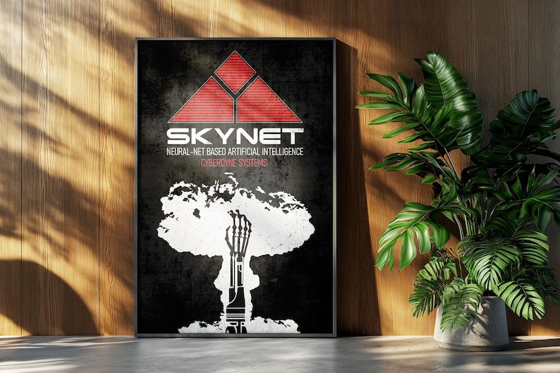 Terminator Movie Poster: Skynet Retro Ad Home Decor Wall Art Print Gift image 1
