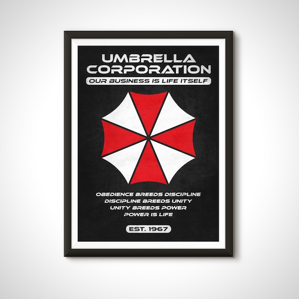 Resident Evil Movie Poster Umbrella Corporation Advert Print - Home Decor Retro Ad Gaming Wall Art Gift