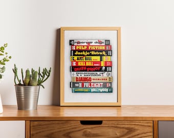 Quentin Tarantino VHS Movie Poster: Nostalgic Minimalist Retro Film Wall Art Print Gift