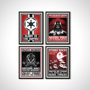 Star Wars Movie Poster Galactic Empire Darth Vader Propaganda Print Collection - Star Wars Trilogy Wall Art Birthday Anniversary Gift