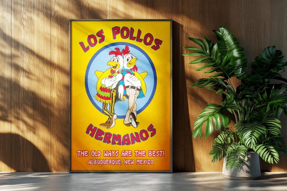 Breaking Bad Movie Poster: Los Pollos Hermanos Gus Fring Retro Ad Home Decor Wall Art Print Gift
