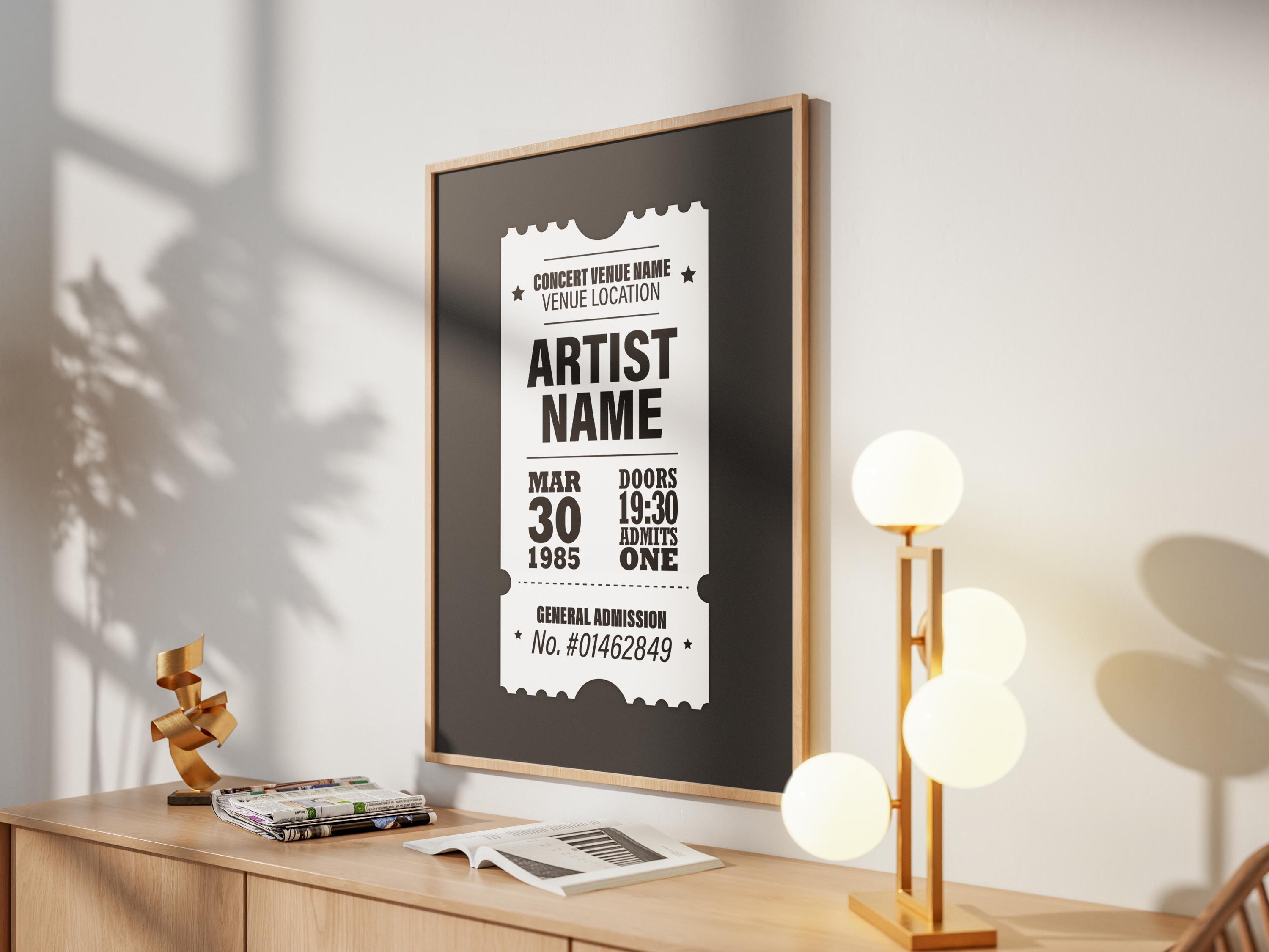 Custom Poster: Personalized Concert Ticket Stub Gig Retro Wall Art