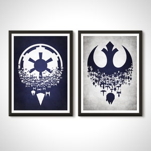 Minimalist Star Wars Rebel Alliance Galactic Empire Movie Poster Print Collection - Star Wars Trilogy Wall Art Birthday Anniversary Gift