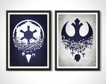 Minimalist Star Wars Rebel Alliance Galactic Empire Movie Poster Print Collection - Star Wars Trilogy Wall Art Birthday Anniversary Gift