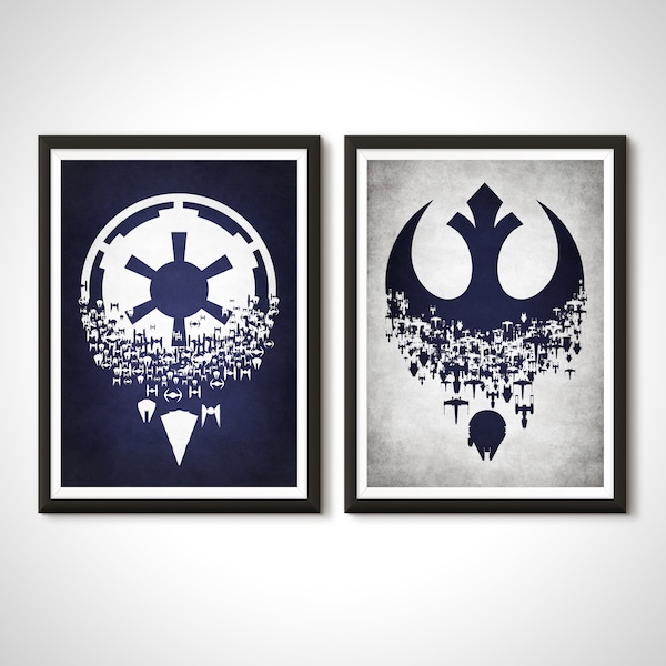 Minimalist Star Wars Rebel Alliance Galactic Empire Movie Poster Print Collection - Home Decor Wall Art Gift