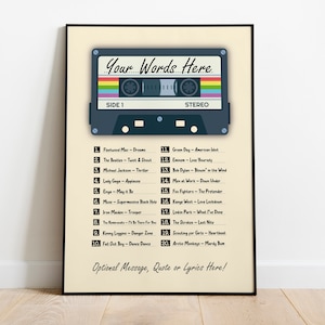 Pôster personalizado com fita adesiva - presente de aniversário de casamento em cassete personalizado - arte de parede
