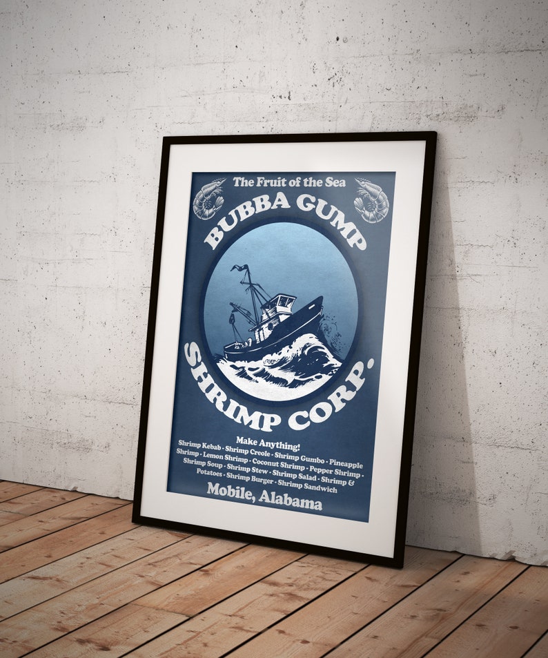 Forrest Gump Movie Poster Bubba Gump Shrimp Print Home Decor Etsy