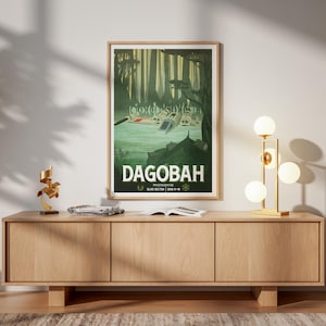 Star Wars Travel Print: Dagobah Yoda Retro Vintage Fantasy Wall Art Movie Poster Gift image 1