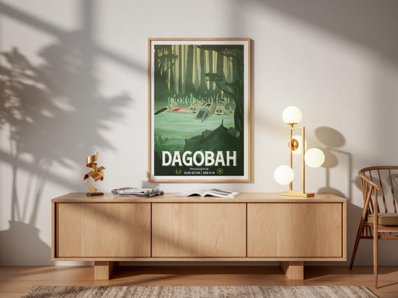 Star Wars Travel Print: Dagobah Yoda Retro Vintage Fantasy Wall Art Movie Poster Gift