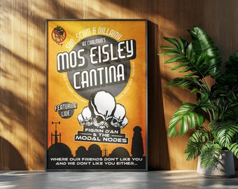 Star Wars Movie Poster: Tatooine Mos Eisley Cantina Retro Kitchen Bar Sign Decor Wall Art Print Gift