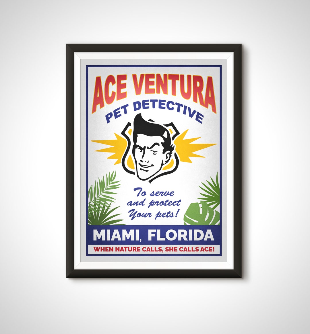 Ace Ventura Movie Poster Pet Detective Print Home Decor Wall Retro Ad ace-ventura-movie-poster-pet-detective-print-home-decor-wall-retro-ad