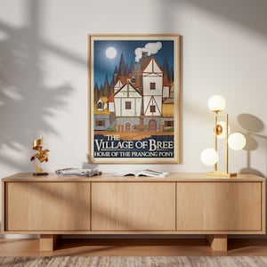 Lord of the Rings Travel Print: Bree Retro Vintage Fantasy Wall Art Movie Poster Gift image 1