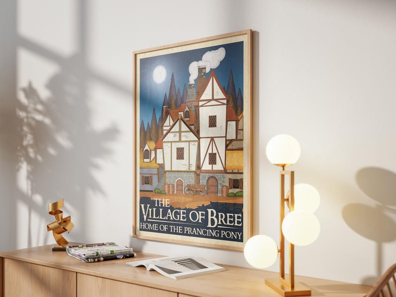 Lord of the Rings Travel Print: Bree Retro Vintage Fantasy Wall Art Movie Poster Gift image 2