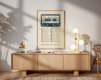 Custom Poster: Personalized Mixtape Cassette Tape Wall Art Home Decor Birthday Anniversary Gift