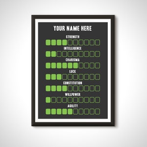 RPG Gaming Stats Custom Poster Character Creation Typography Quote Print - Home Decor Wall Art Gift