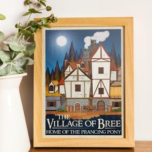 Lord of the Rings Travel Print: Bree Retro Vintage Fantasy Wall Art Movie Poster Gift image 3