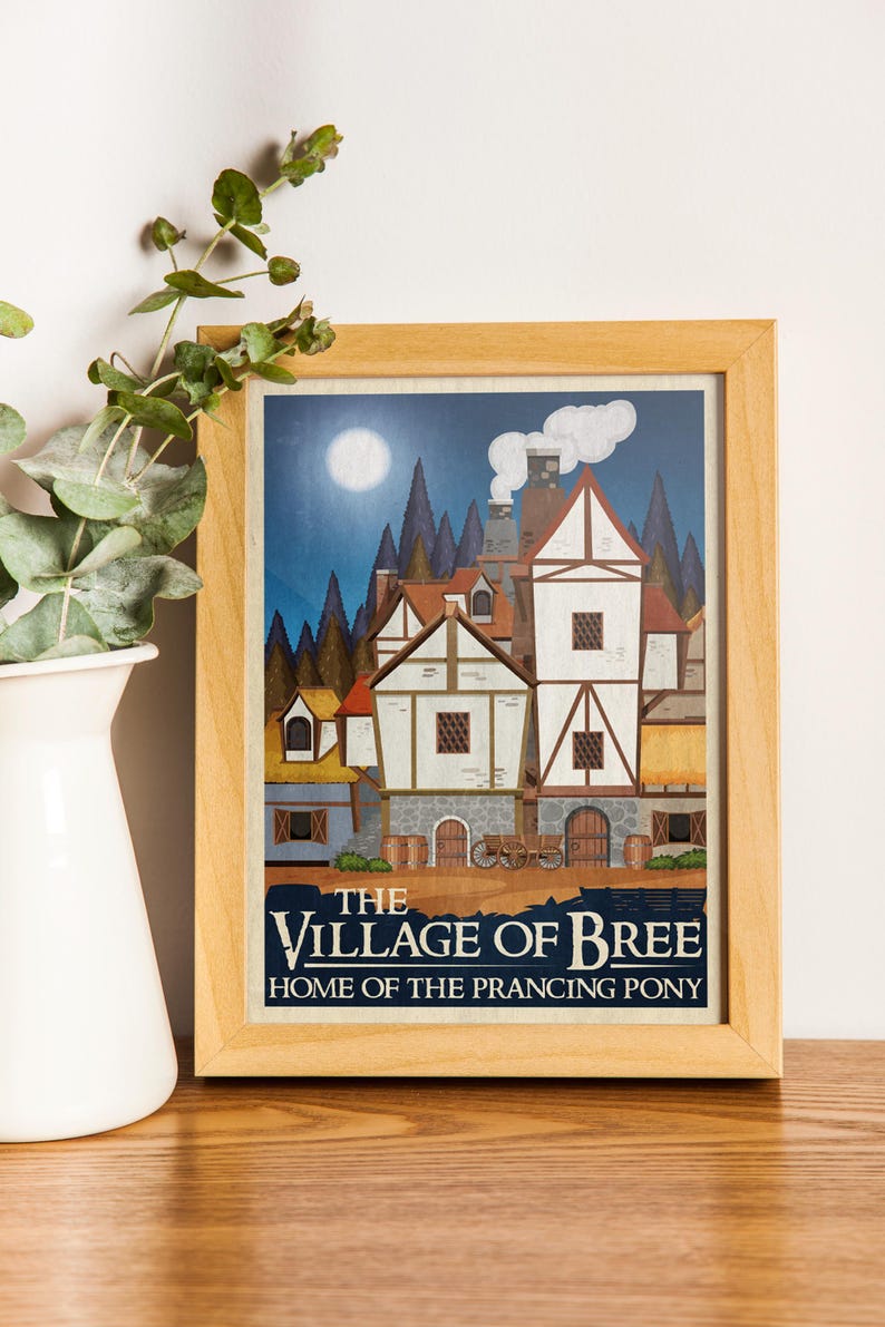 Lord of the Rings Travel Print: Bree Retro Vintage Fantasy Wall Art Movie Poster Gift image 3