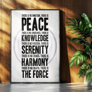 Affiche minimaliste Star Wars : Code Jedi typographie cadeau impression d'art mural science-fiction rétro