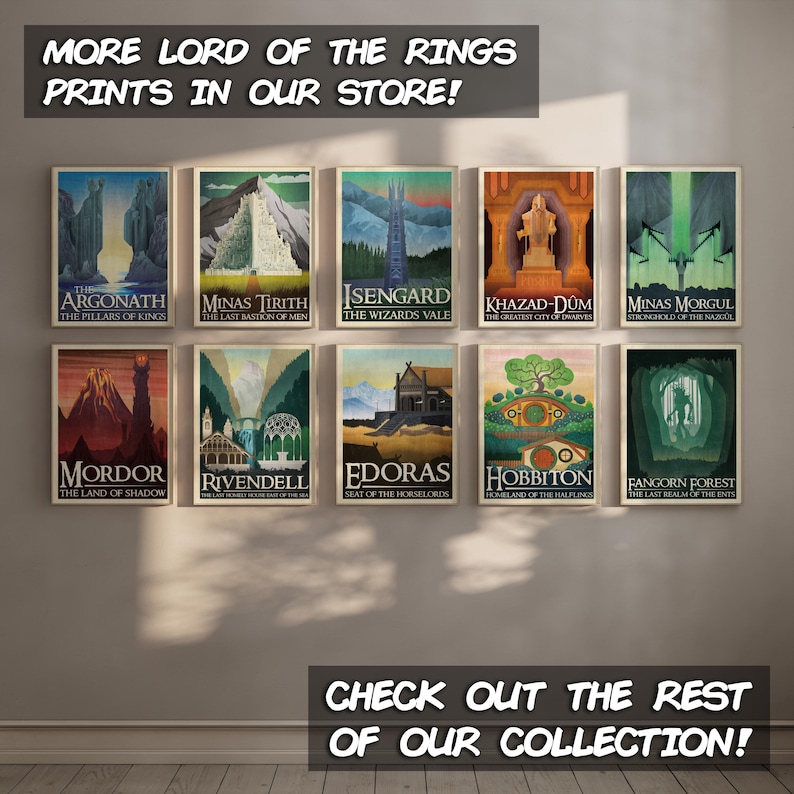Lord of the Rings Travel Print: Bree Retro Vintage Fantasy Wall Art Movie Poster Gift image 5