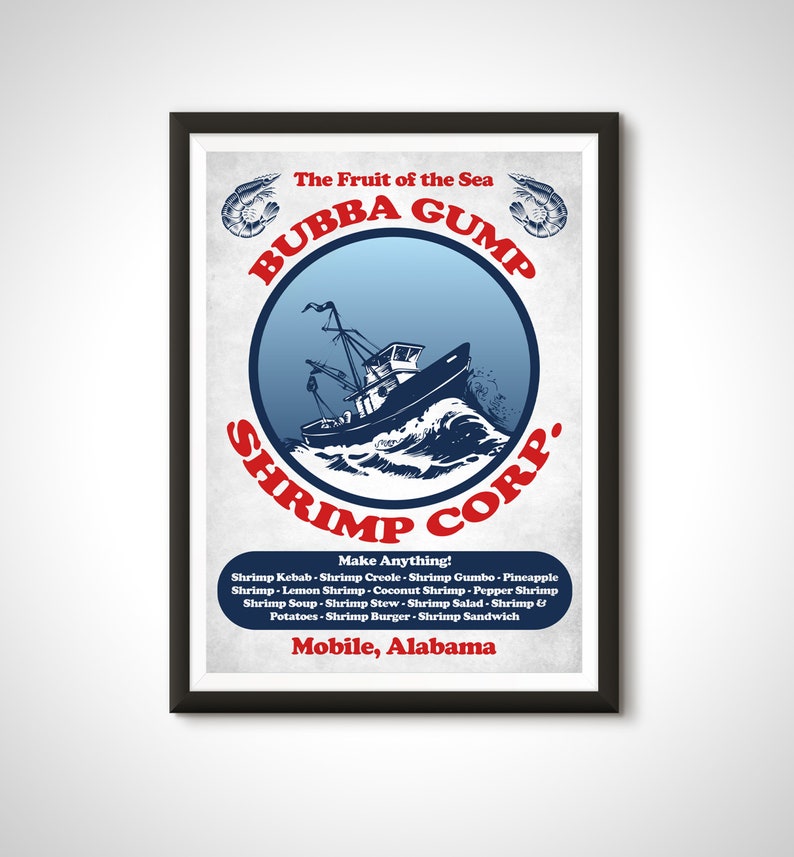 Forrest Gump Movie Poster Bubba Gump Shrimp Print Home Decor Etsy Canada