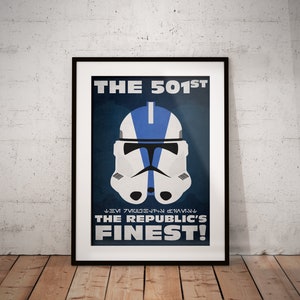 Star Wars Movie Poster Galactic Republic Propaganda Clone Trooper 501st Commander Cody Print Home Decor Wall Art Gift image 3