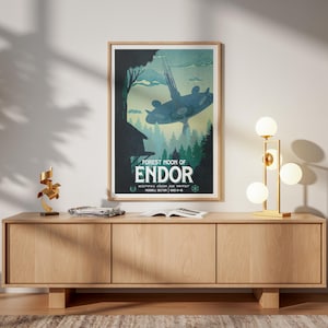 Star Wars Travel Print: Endor Forest Moon Ewok Retro Vintage Fantasy Wall Art Movie Poster Gift