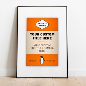 Poster personnalisé impression couverture de livre pingouin - Art mural personnalisé vintage livre d'anniversaire de mariage cadeau d'anniversaire de mariage