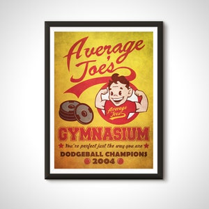 Dodgeball Movie Poster Average Joe's Gym Print - Home Decor Retro Ad Fitness Exercise Wall Art Gift