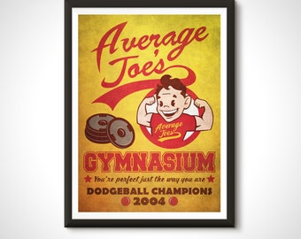 Dodgeball Movie Poster Average Joe&#39;s Gym Print - Home Decor Retro Ad Fitness Exercise Wall Art Gift