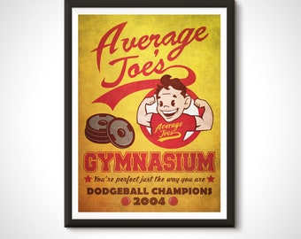 Dodgeball Movie Poster Average Joe's Gym Print - Home Decor Retro Ad Fitness Exercise Wall Art Gift