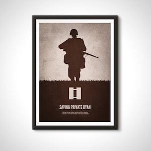 Saving Private Ryan Minimalist Print War Soldier Movie Poster - Home Decor Wall Art Gift