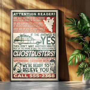 Ghostbusters Movie Poster: Retro Ad Home Decor Wall Art Print Gift