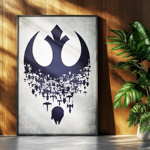 Star Wars Minimalist Poster: Rebel Alliance Spaceship Logo Retro Sci-Fi Wall Art Print Gift