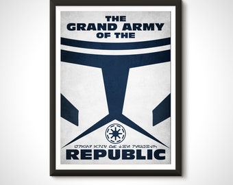 Star Wars Movie Poster Galactic Republic Propaganda Clone Trooper Grand Army Print - Home Decor Wall Art Gift