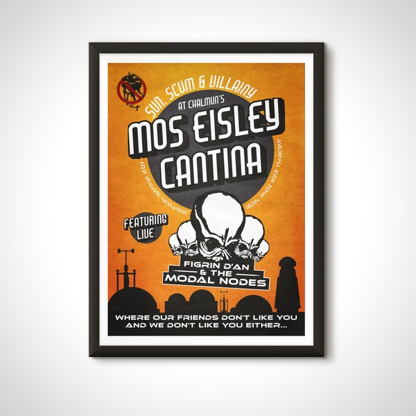 Mos Eisley Cantina Bar Sign Star Wars Tatooine Movie Poster Print - Home Decor Wall Art Gift