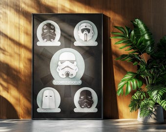 Star Wars Minimalist Poster: Galactic Empire Stormtrooper Retro Sci-Fi Wall Art Print Gift