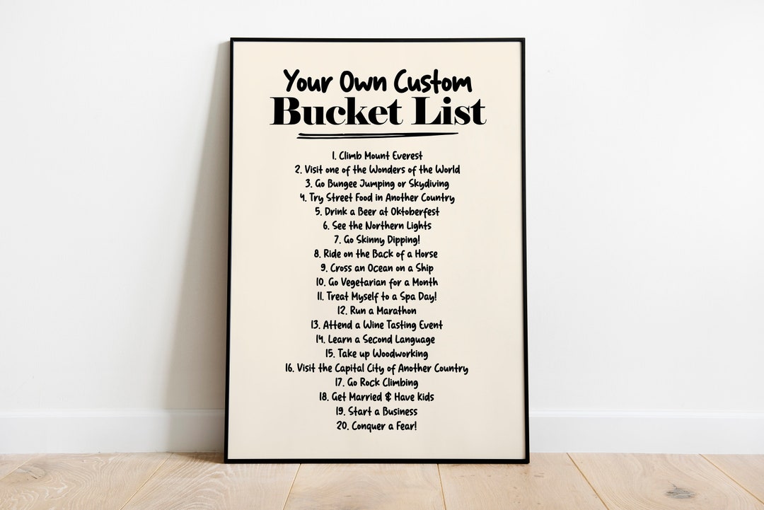 Personalised Bucket List Print Poster Custom Holiday Birthday Wedding ...
