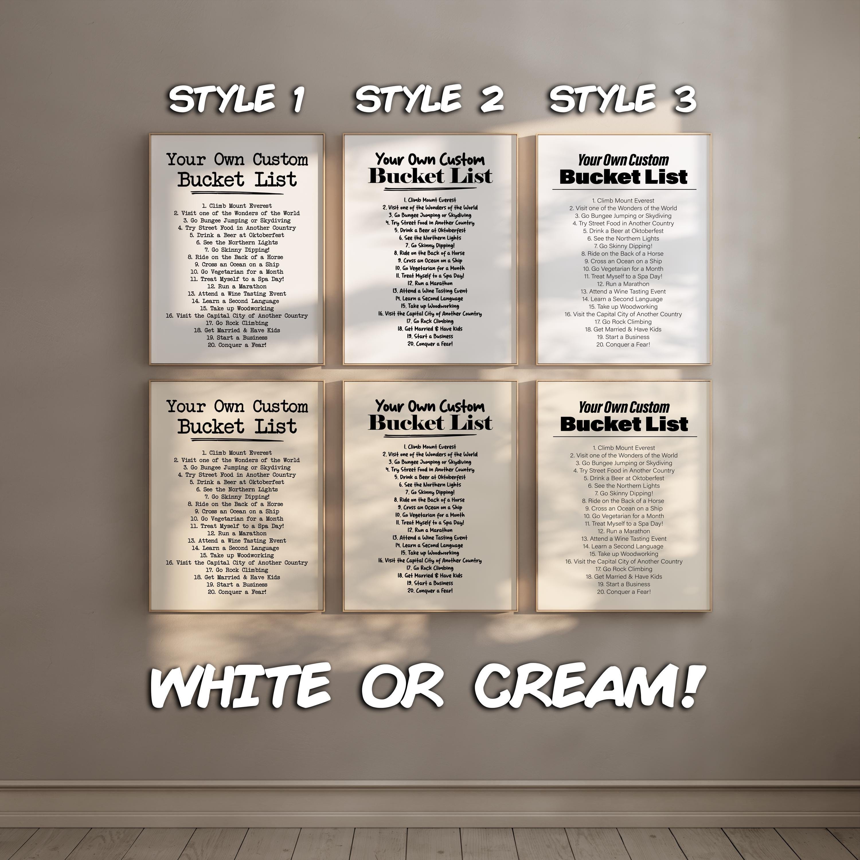 Custom Poster: Personalized Bucket List Checklist Wall Art Home Decor ...