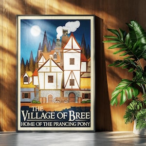 Lord of the Rings Travel Print: Bree Retro Vintage Fantasy Wall Art Movie Poster Gift image 4