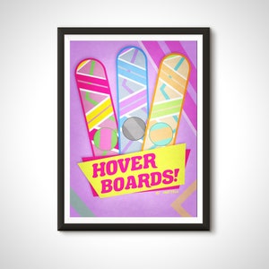 Back to the Future Movie Poster Hoverboard McFly Print - Home Decor Wall Art Gift
