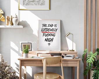 28 Days Later Poster: The End is Nigh Horror Zombie Minimalist Typography Print Retro Wall Art Gift