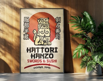 Kill Bill-filmaffisch: Hattori Hanzo Swords and Sushi Retro-reklam Heminredning Väggkonsttryck Gåva