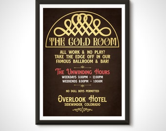 Overlook Hotel Bar Schild The Gold Room The Shining Movie Poster Print - Home Decor Stephen King Wand Kunst Geschenk