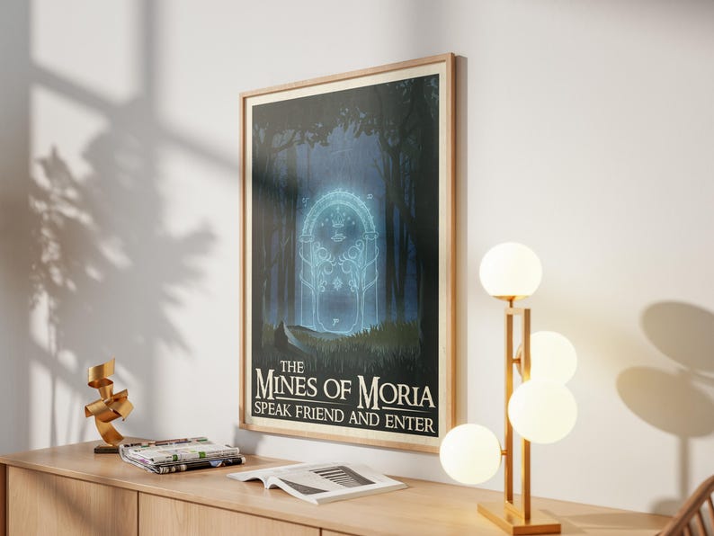 Lámina de viaje de El Señor de los Anillos: Moria Durin, póster de
