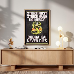 Cobra Kai Karate Kid Movie Poster: Johnny Lawrence Strike First Retro Home Decor Wall Art Print Gift