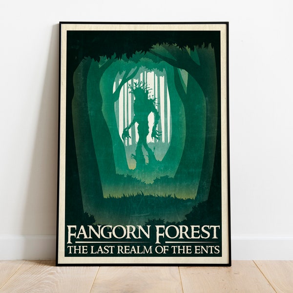 Lord of the Rings Poster Retro Travel Print Postcard - Fangorn Forest Treebeard - Birthday Wedding Anniversary Gift Wall Art