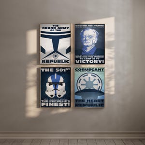 Conjunto de carteles de propaganda de Star Wars: impresiones artísticas retro de anuncios de clones de la República Galáctica