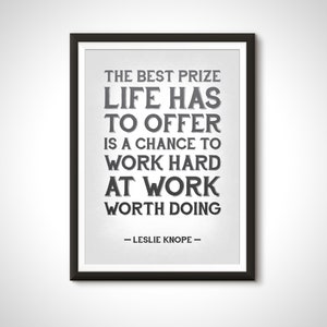 Parks and Rec TV Movie Poster Leslie Knope Pawnee Typography Quote Print - Home Decor Wall Art Gift
