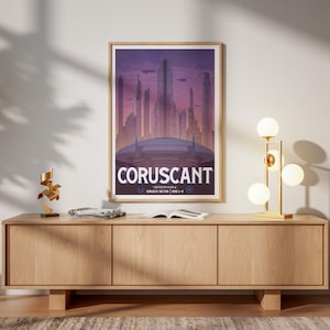 Star Wars Travel Print: Coruscant Retro Vintage Fantasy Wall Art Movie Poster Gift
